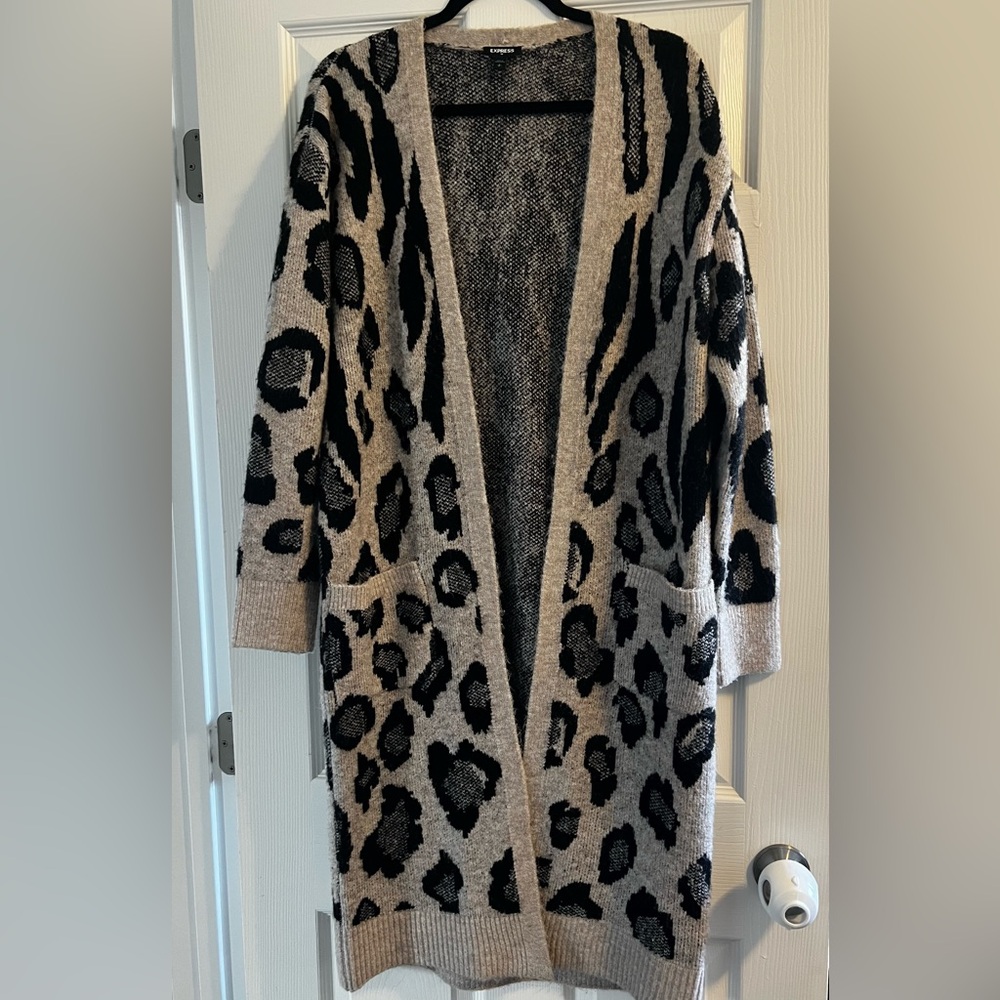 Long Animal Print Cardigan by Express